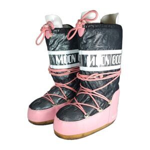 Moon Boot Women's Icon EU 35/38 US 5/7,5 Pink black metalic Tall Ski Snow Boots
